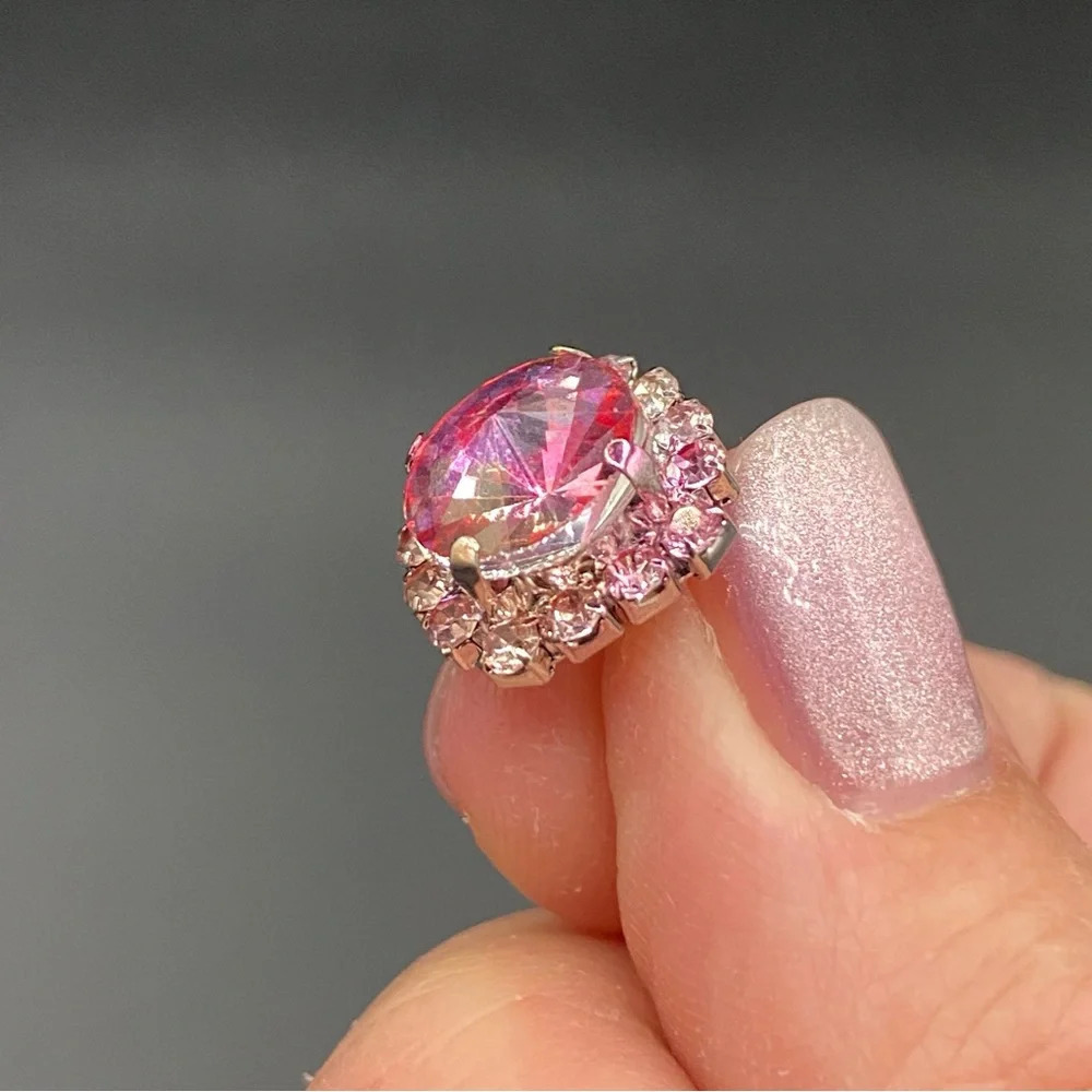 Blush Pink Sparkly Stud Earrings - Picture 9 of 10